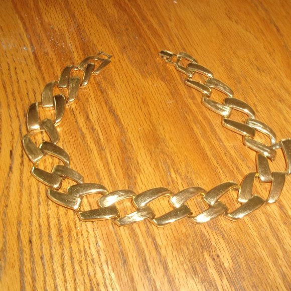 Napier Jewelry Napier Necklace Gold Tone Brushed Shiny Square Link